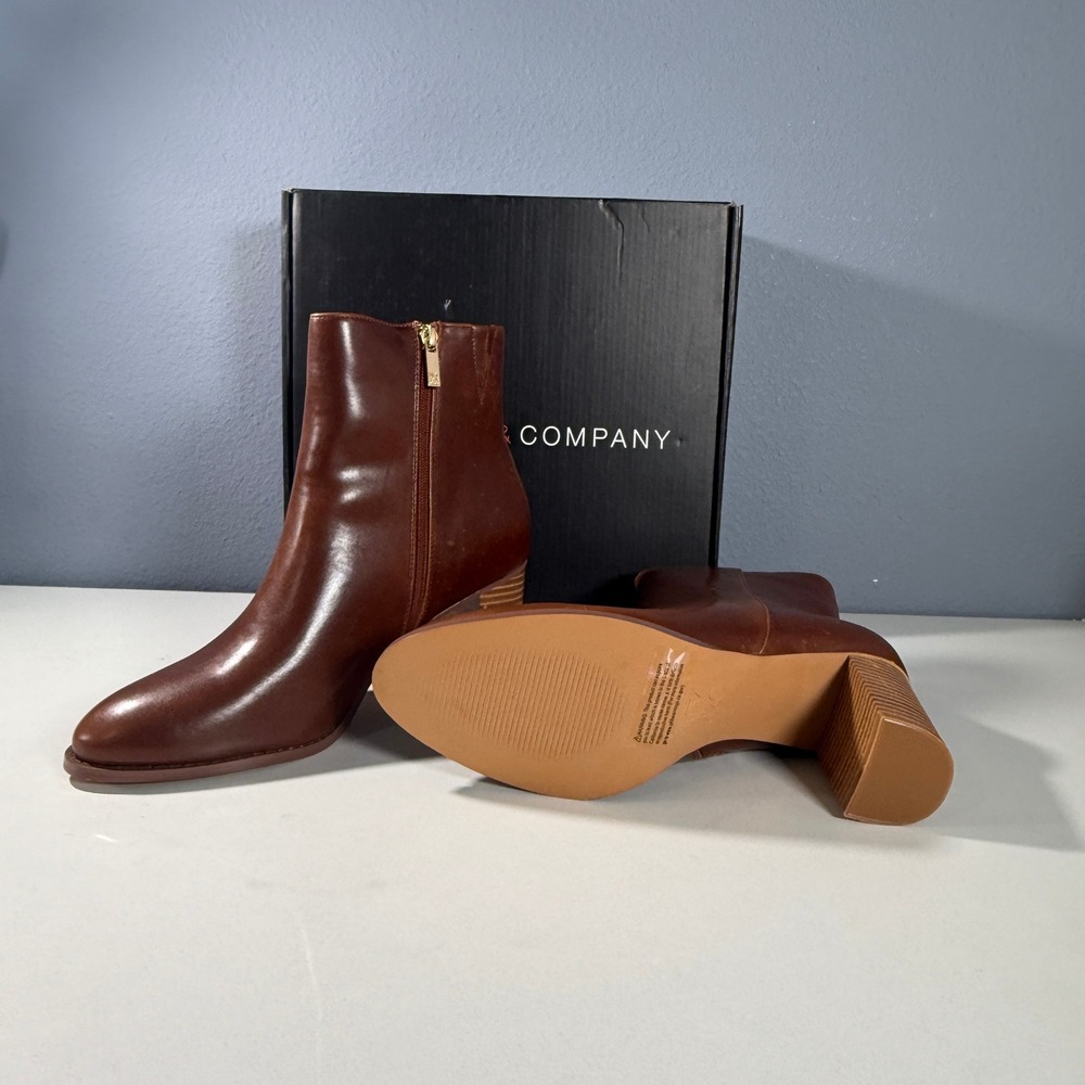 New York and Company‎ Jadyn Side Zip Ankle Bootie Brown Block Heel Womens 11 - Picture 4 of 8